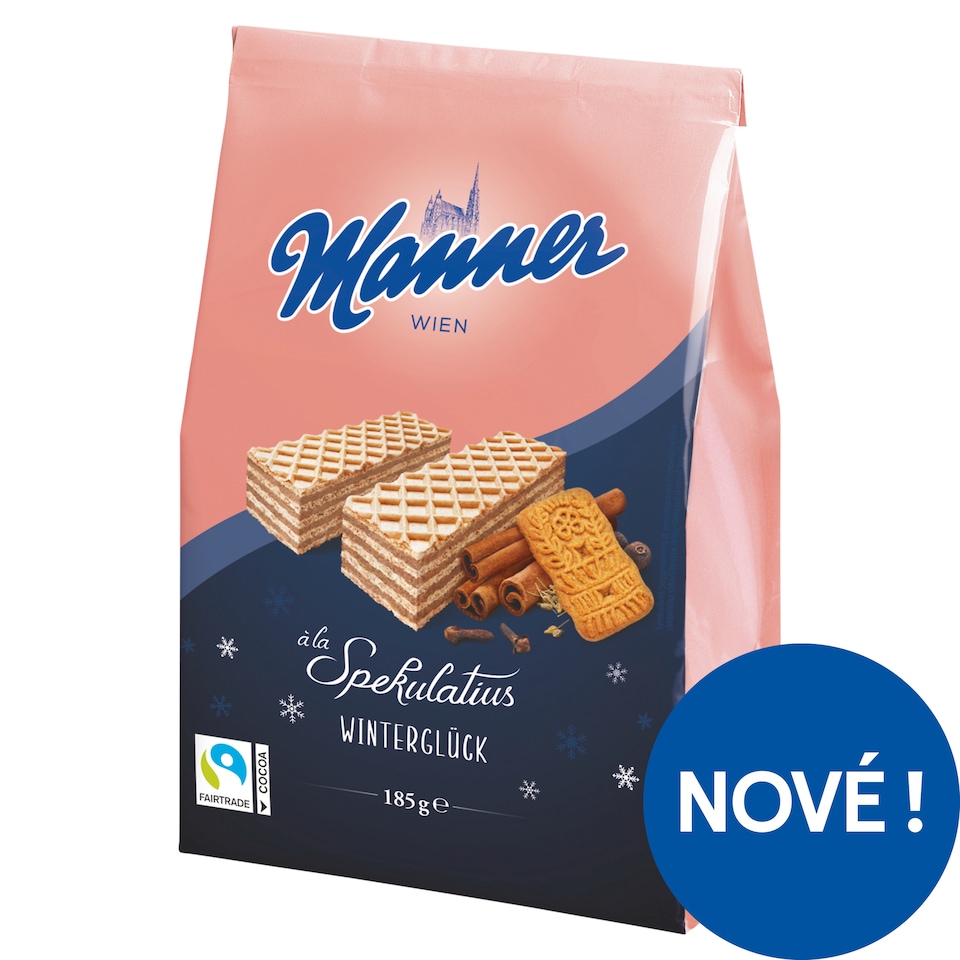 Manner Křupavé oplatky s krémovou náplní s příchutí mandlí a karamelu 185g