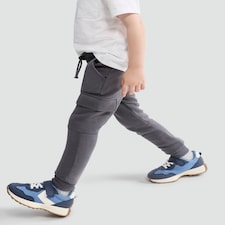F&F Boys Cotton Rich Cuffed Cargo Joggers in Grey