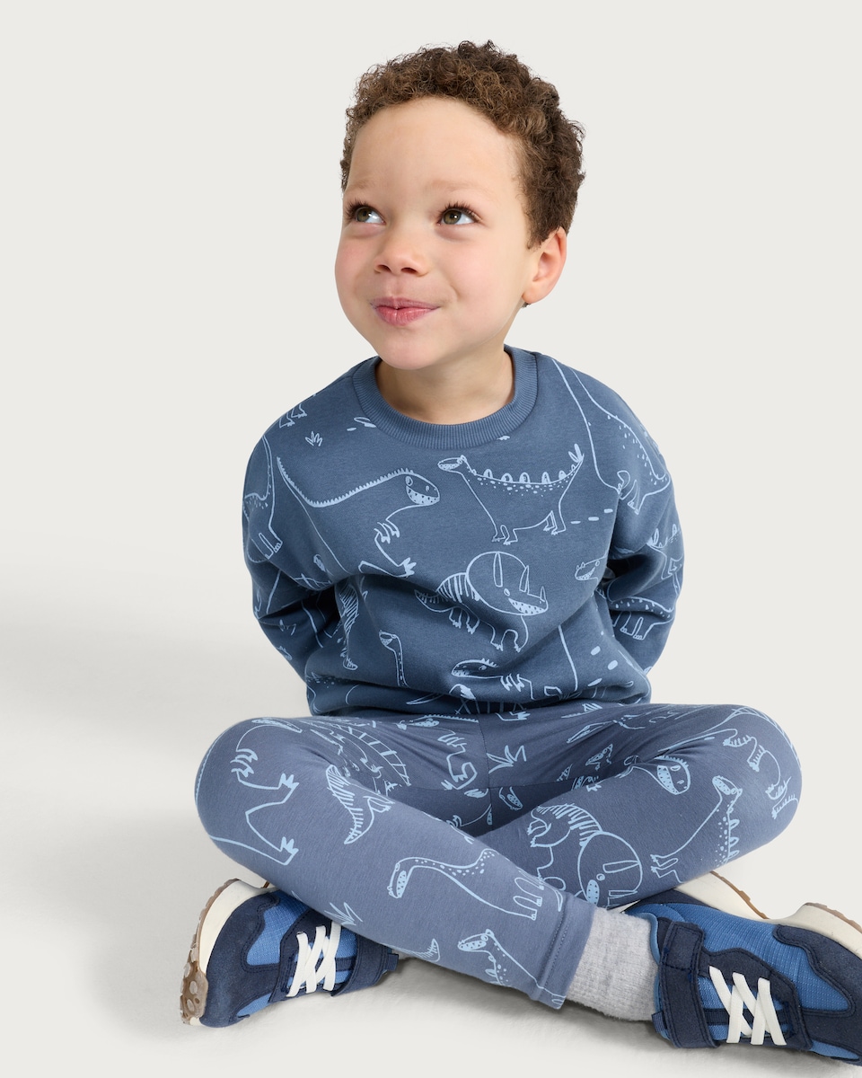 image 1 of F&F Boys Dinosaur Print Sweatshirt in Blue
