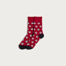 F&F Cotton Rich Santa Print Ankle Socks in Red