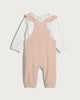 image 2 of F&F Baby 2-Piece Cotton Rich Ribbed Dungarees and Bodysuit Set in Pink