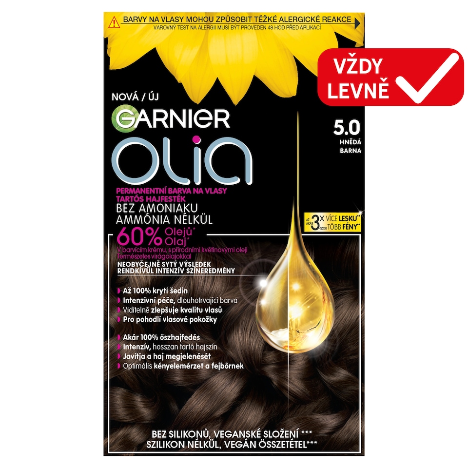 Garnier Olia permanentní barva na vlasy 5.0 hnědá