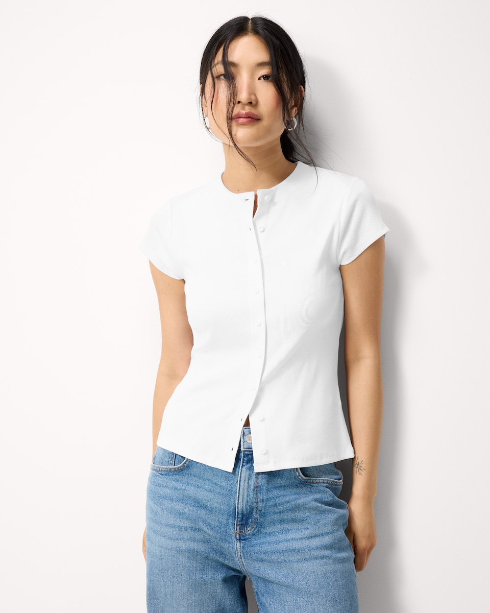 image 1 of F&F Cotton Rich Button Up Top in White