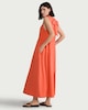 image 2 of F&F Cotton Rich Sleeveless Midi Dress in Coral