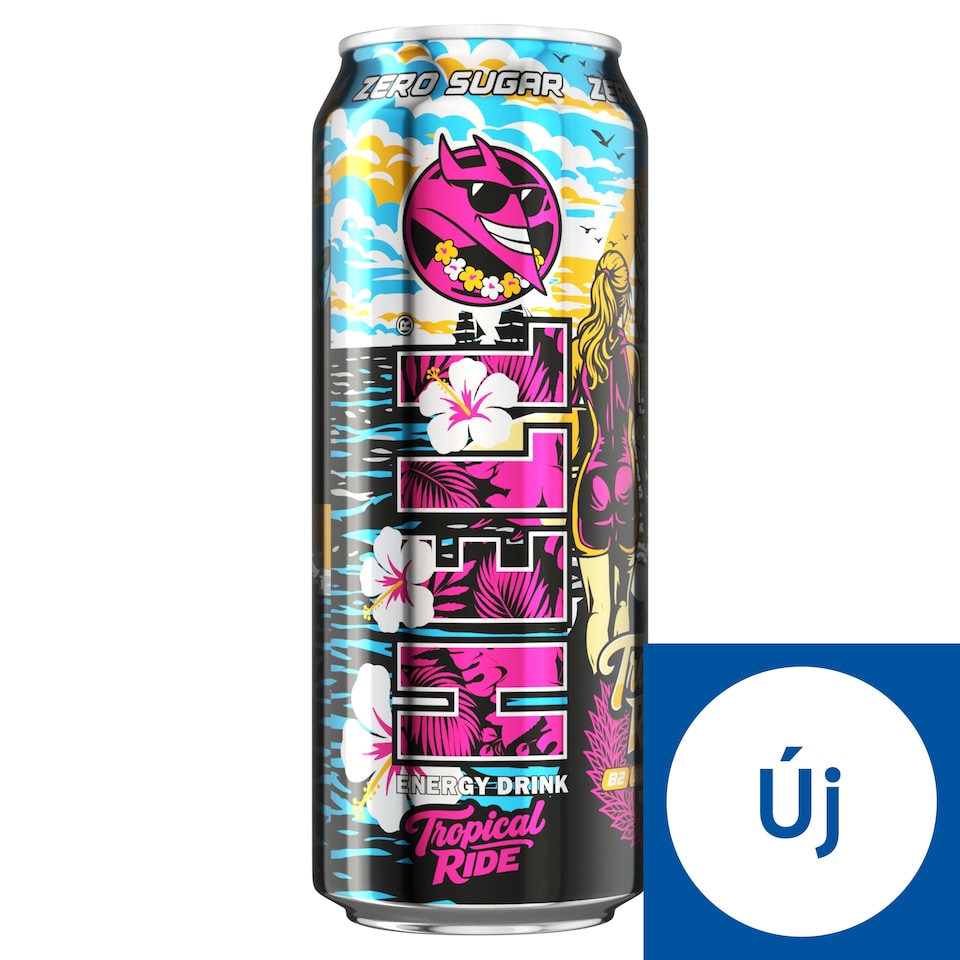 HELL Tropical Ride hibiszkusz- és mangosztánízű, koffeintartalmú, szénsavas energiaital 500 ml  1. kép