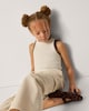 image 2 of F&F Girls Cotton Rich Ribbed Contrast Vest in Cream