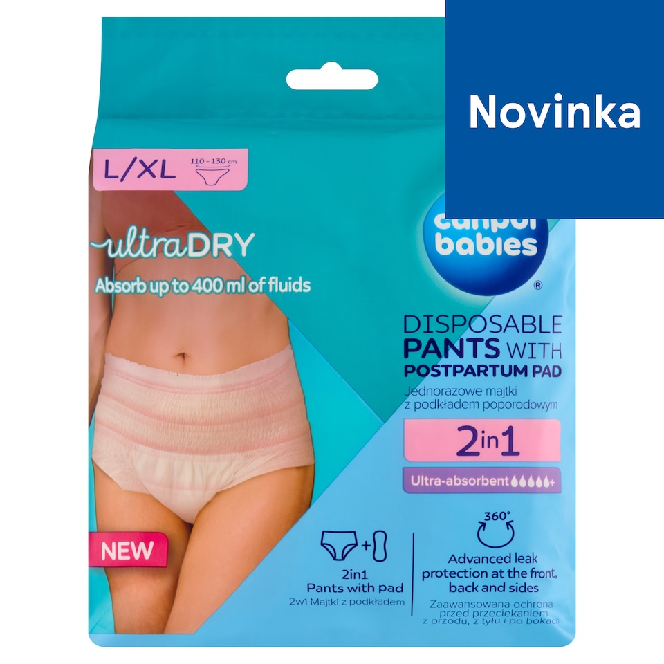 Canpol babies 2in1 Breathable Ultra-Absorbent Disposable Postpartum Panties with Pad L/XL 5 pcs