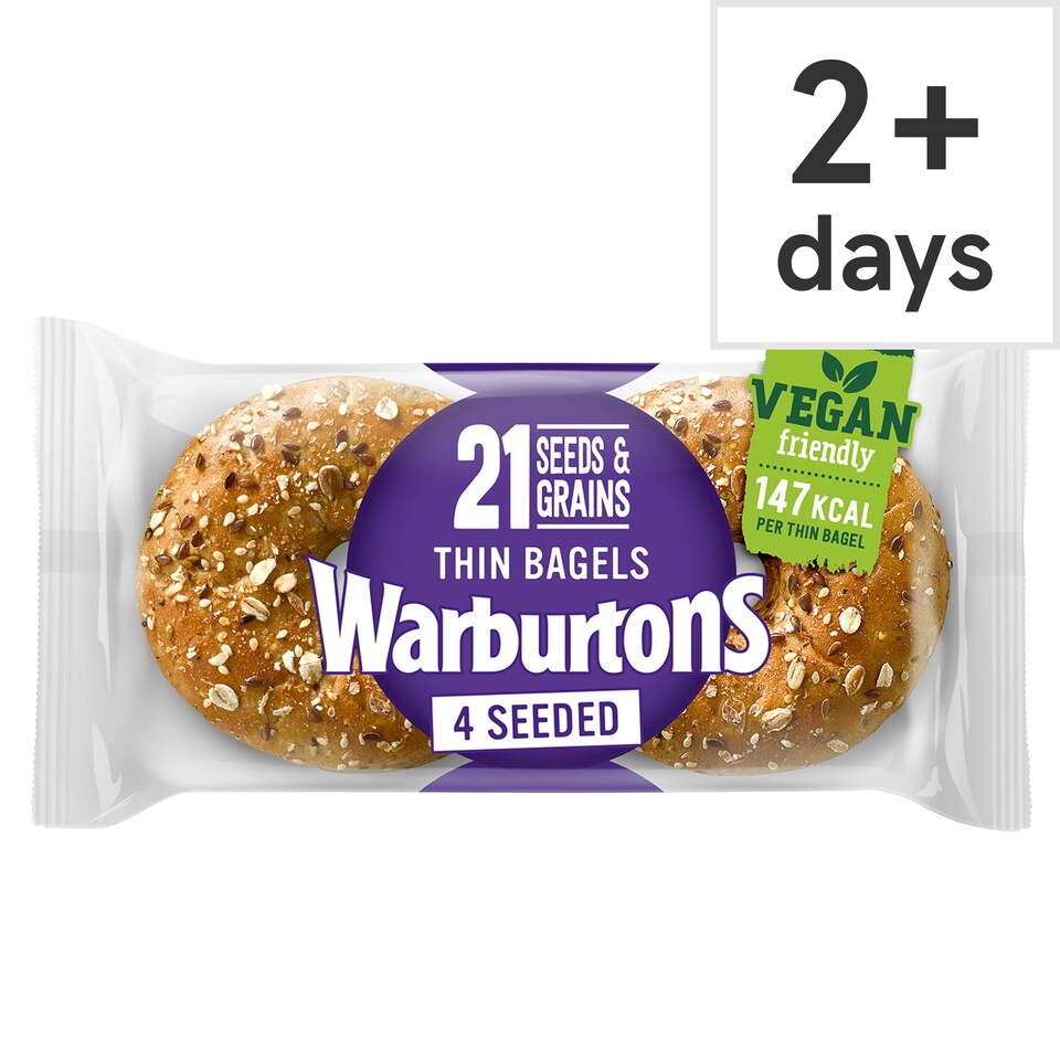Warburton Thin 4 Sliced Bagels 21 Seeds & Grains Tesco Groceries