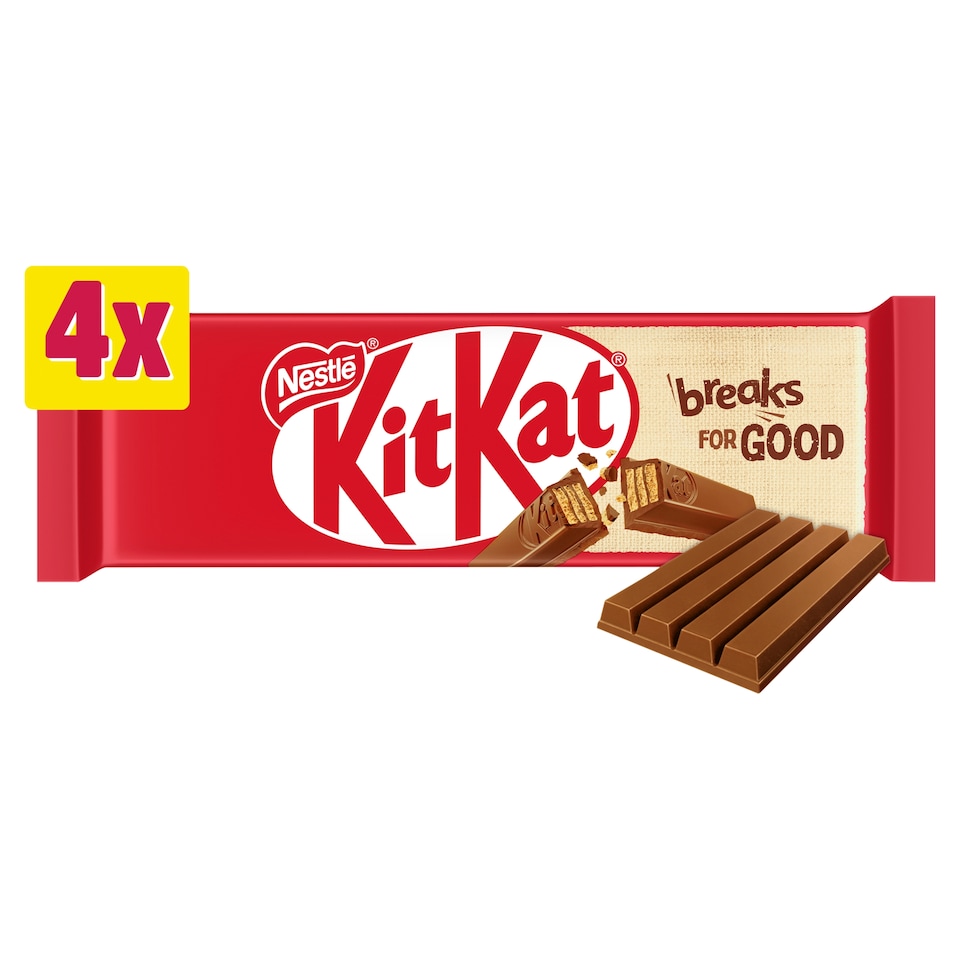 image 1 of Kit Kat 4 Finger Milk Chocolate Bar Multipack 41.5g 4 Pack