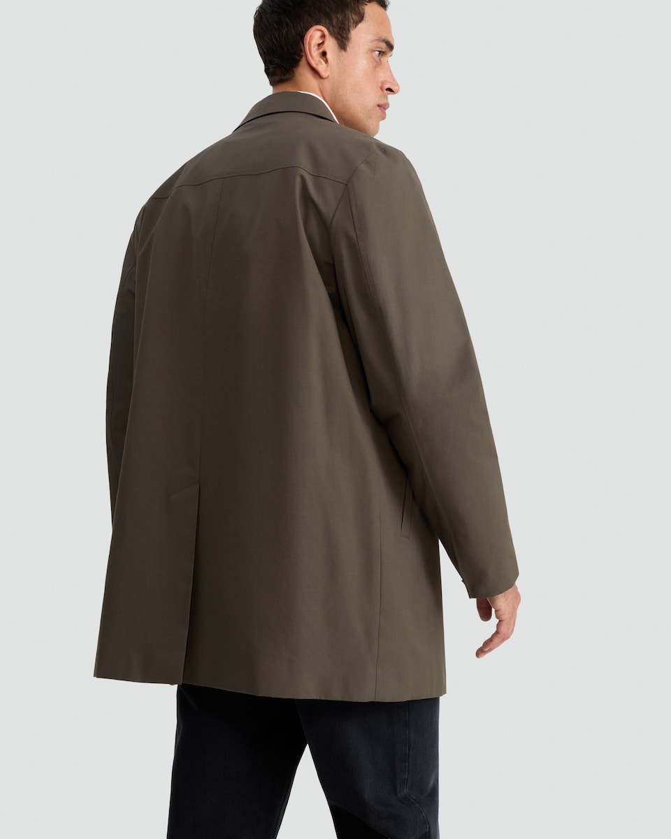 image 1 of F&F Single Breasted Shower Resistant Overcoat in Khaki