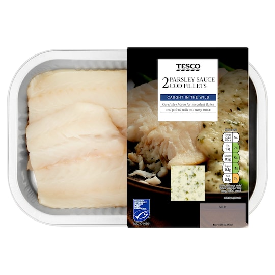Tesco Cod Fillets With Parsley Sauce 260G Tesco Groceries