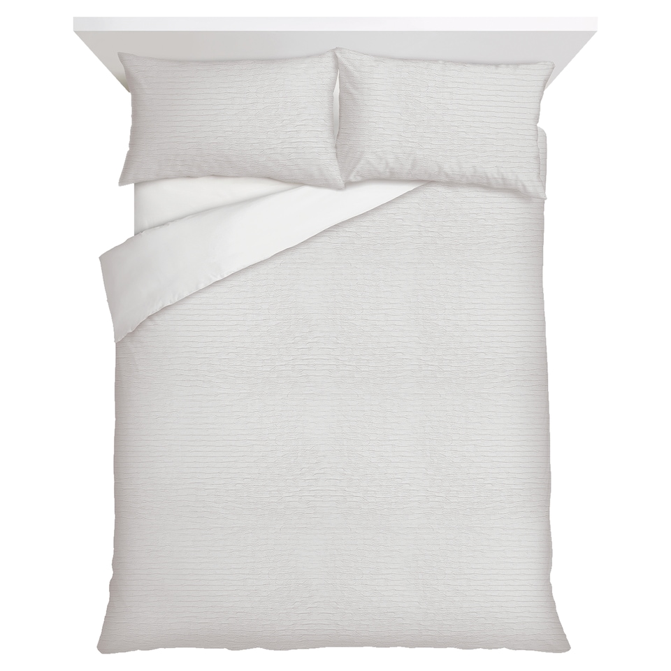 F&F Home Bedding White Textured Duvet Set Double