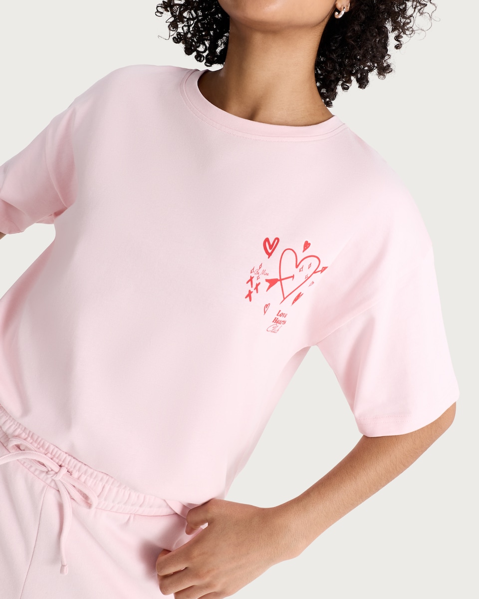 image 1 of OH ME OH MY Pure Cotton Love Conquers All Oversized Fit T-Shirt in Pink