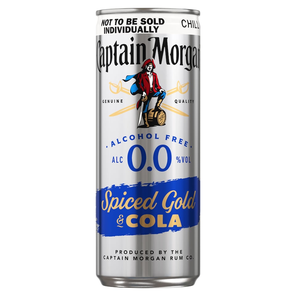 image 1 of Captain Morgan Spiced Gold Alcohol Free & Cola Ready To Drink Can 4x250ml
