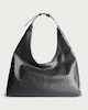image 1 of SACHA Faux Leather Woven Shoulder Bag in Black