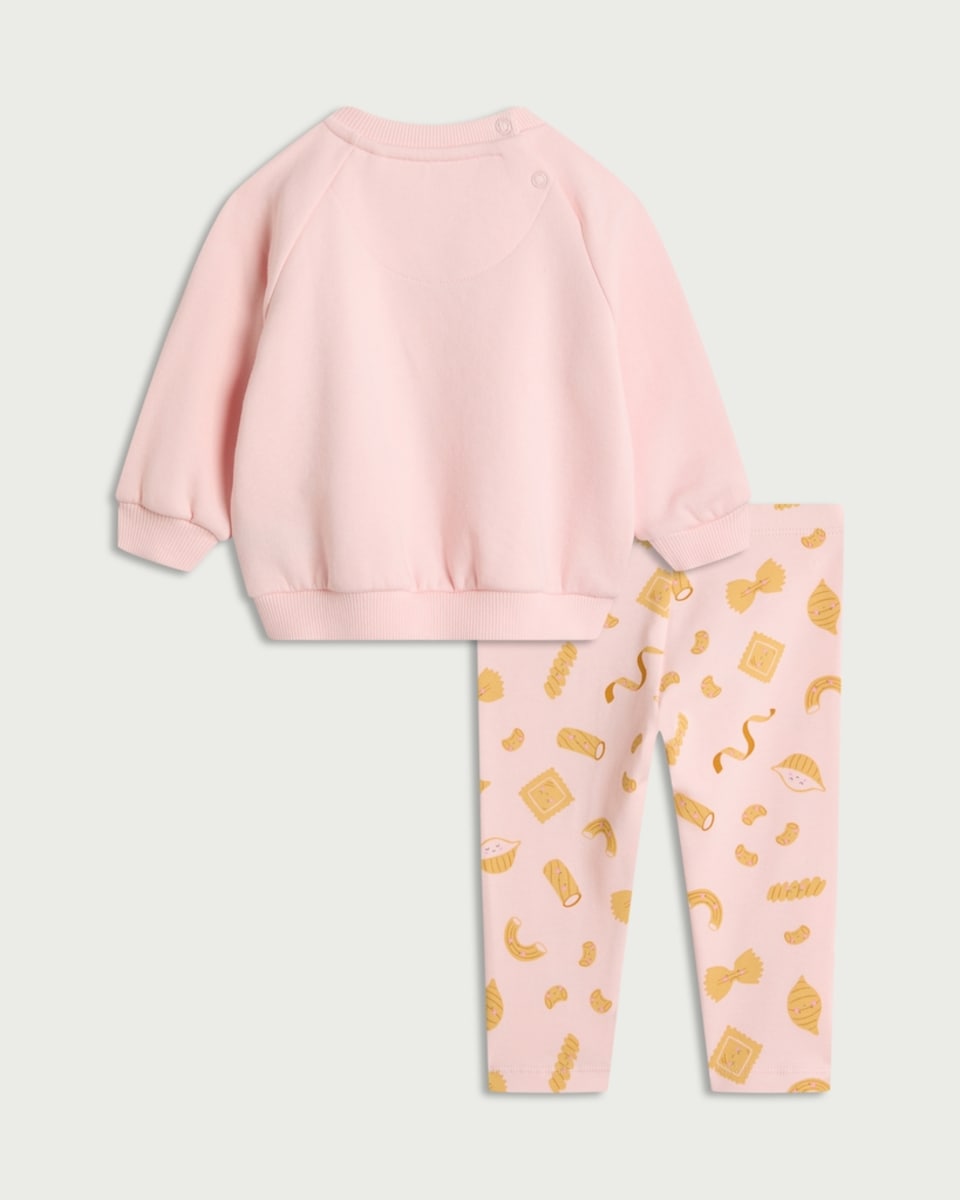 image 1 of F&F Baby 2-Piece Cotton Rich Pasta Party Sweatshirt and Leggings Set in Multi