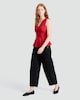 image 1 of F&F V Neck Peplum Hem Top in Red