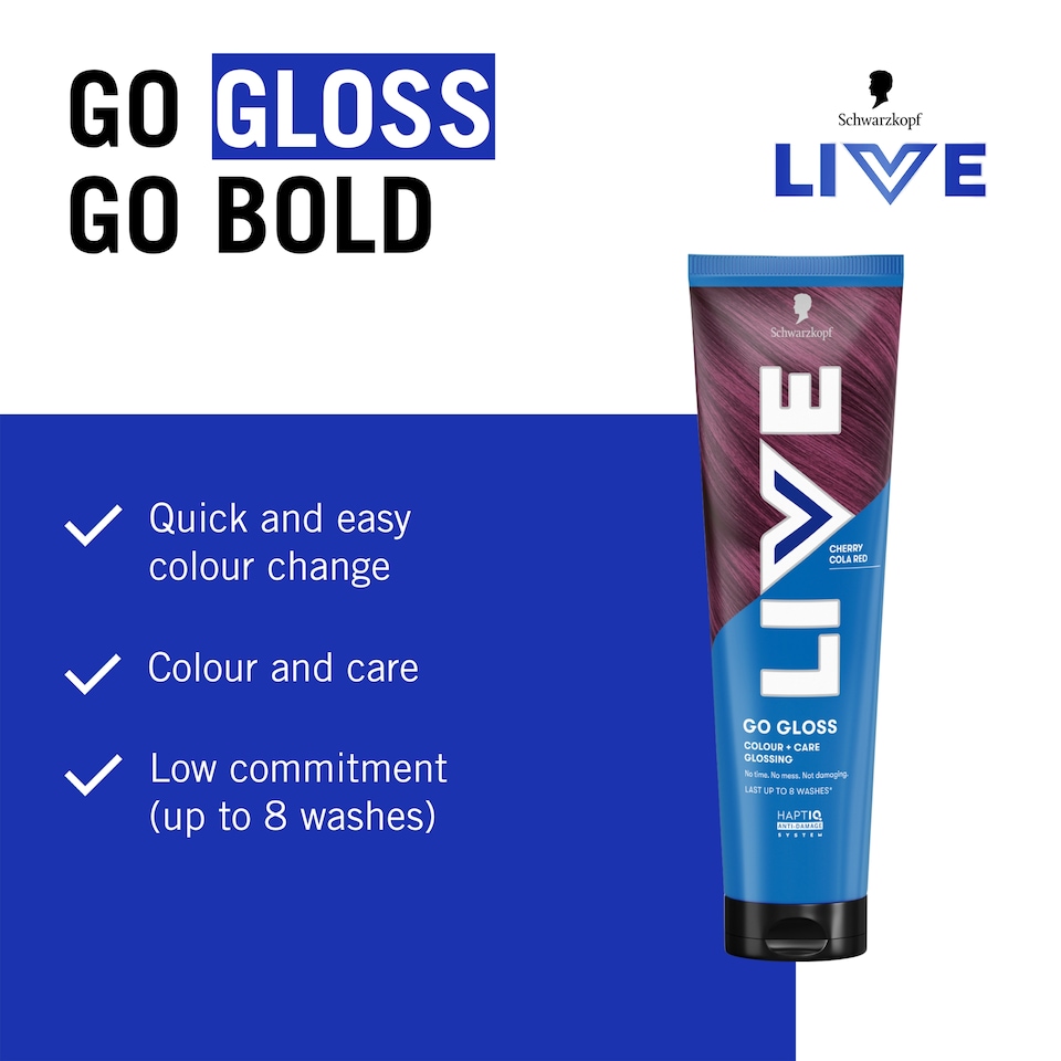 image 1 of Schwarzkopf LIVE Go Gloss Cherry Cola Red Colour & Shine Hair Gloss 150ml