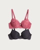 image 4 of F&F 2-Pack Floral Lace and Mesh Plunge Bras in Multi