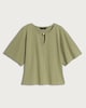 image 4 of F&F Pure Cotton Keyhole Detail Short Sleeved T-Shirt in Green