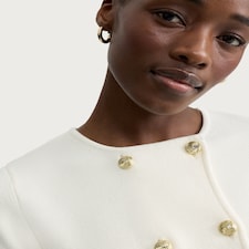 The F&F Edit Knitted Double Breasted Short Sleeved Cardigan in Cream