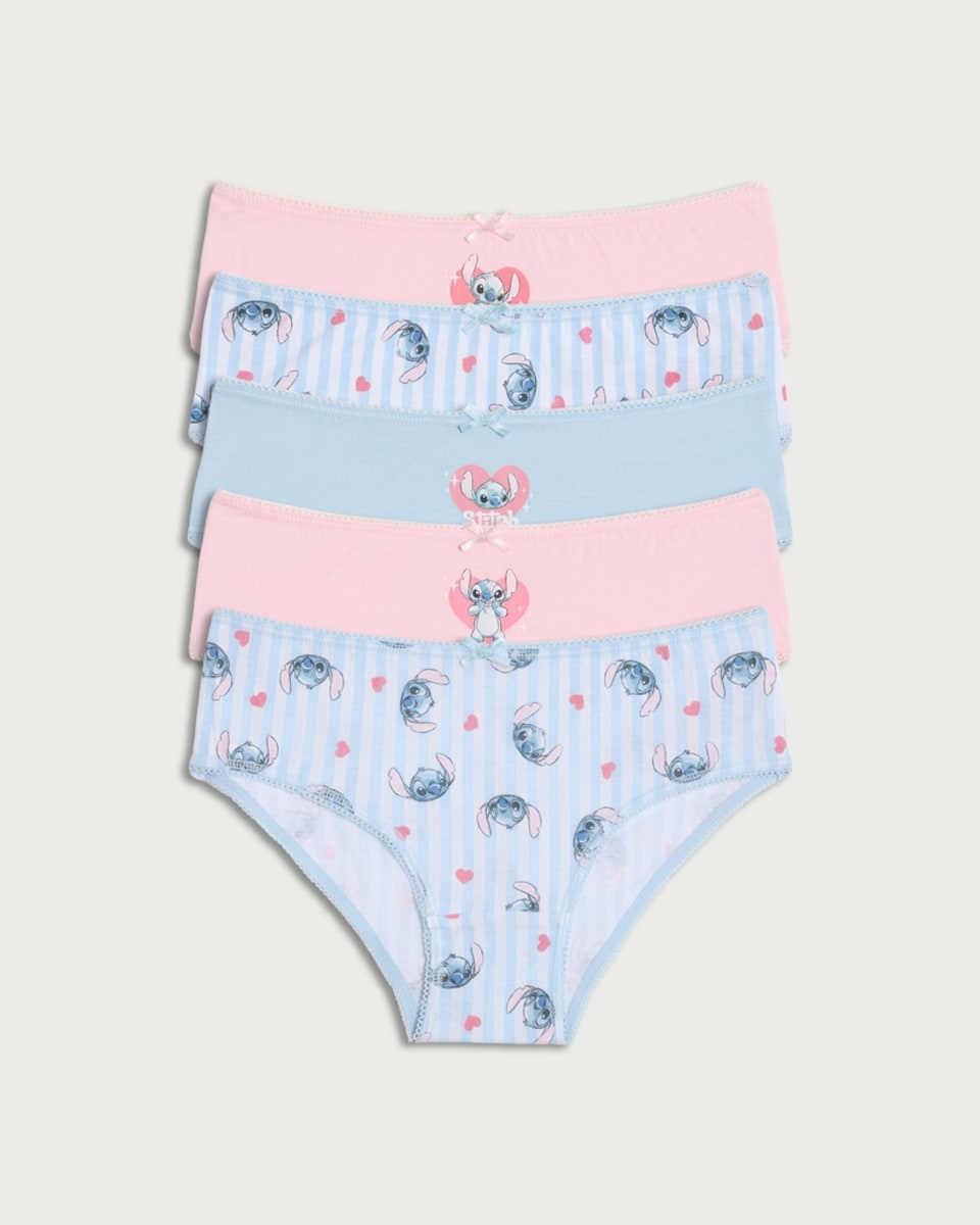 image 1 of Disney Stitch 5-Pack Pure Cotton Briefs in Multi