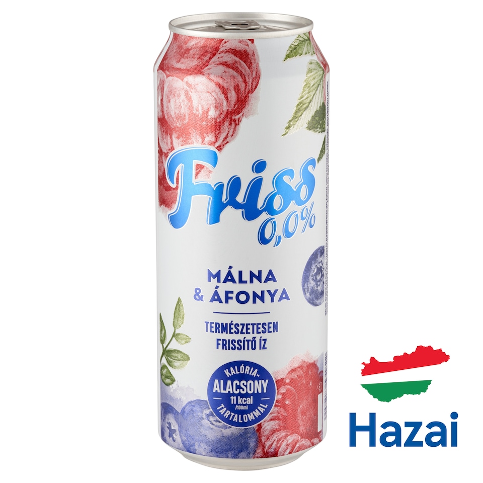 Friss 0,0% málna-áfonya ízű üdítőital és alkoholmentes malátaital keveréke 0,5 l