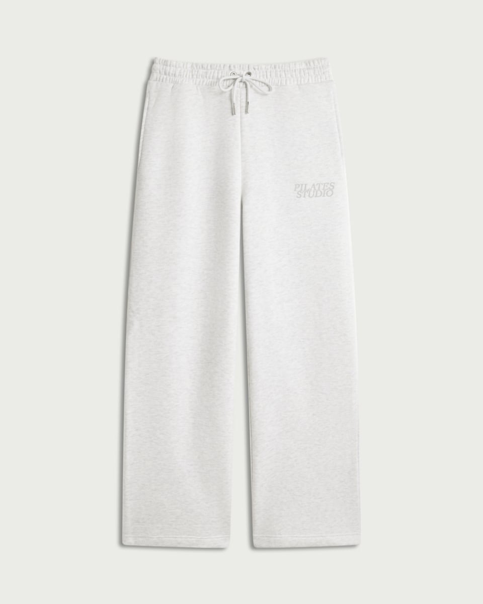 image 1 of F&F Active AFTERCLASS Cotton Rich Pilates Studio Wide Leg Joggers in Grey Marl
