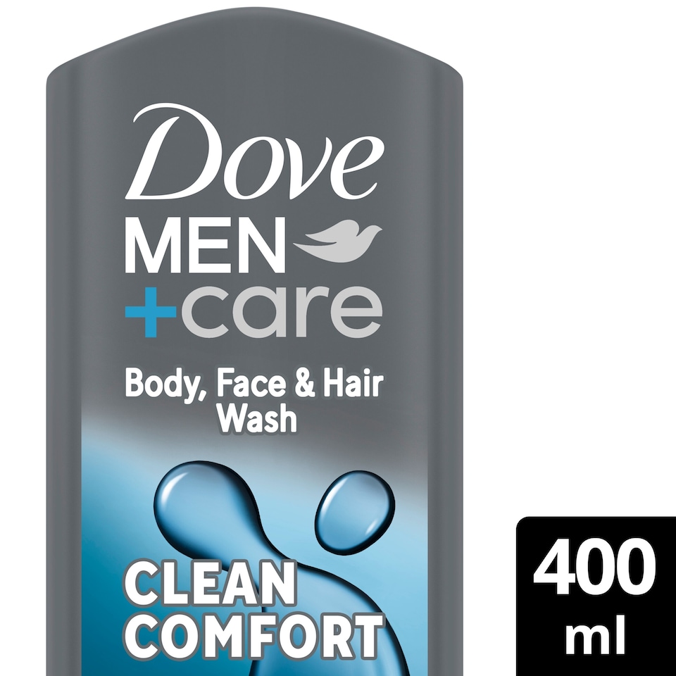 image 1 of Dove Men+Care Clean Comfort 3-in-1 Body Face Hair Wash Shower Gel 400ml