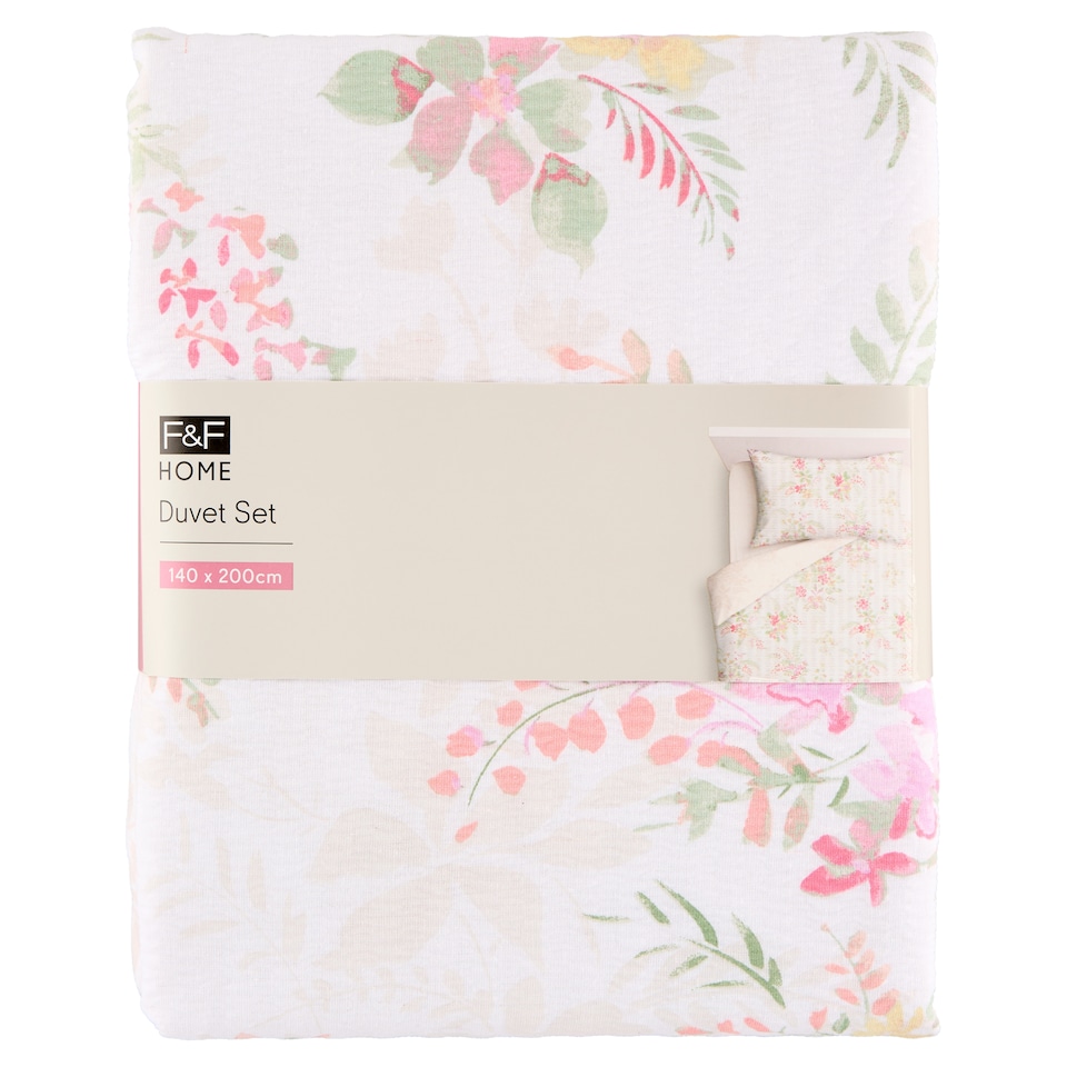 image 1 of F&F Home Textured Pretty Floral Duvet Set 140 x 200 cm