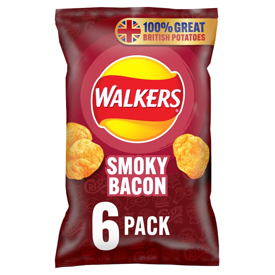 image 1 of Walkers Smokey Bacon Multipack Crisps 6 x 25g