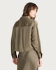 image 3 of F&F Satin Twist Front Hem Button Up Co-ord Shirt in Khaki