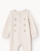 image 3 of F&F Baby 2-Piece Cotton Rich Bear Embroidered Sleepsuit and Hat Set in Neutral
