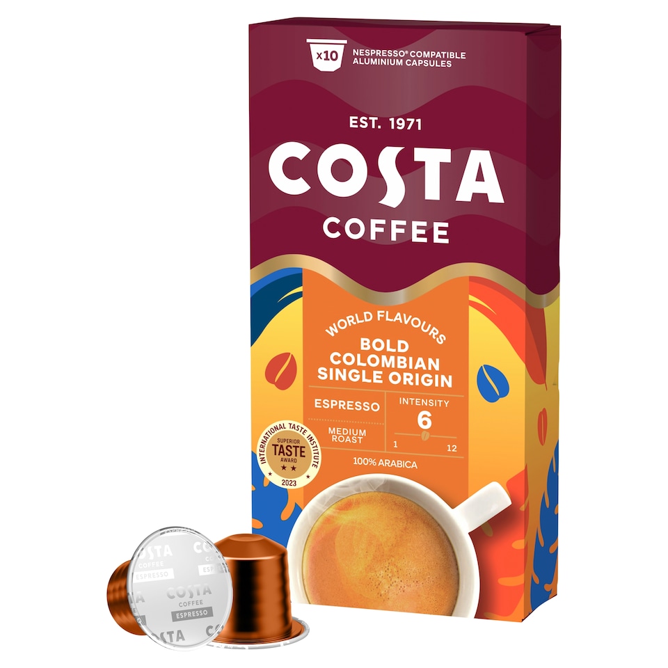 image 1 of Costa Coffee The Colombian Roast Espresso 10 Pods 55G