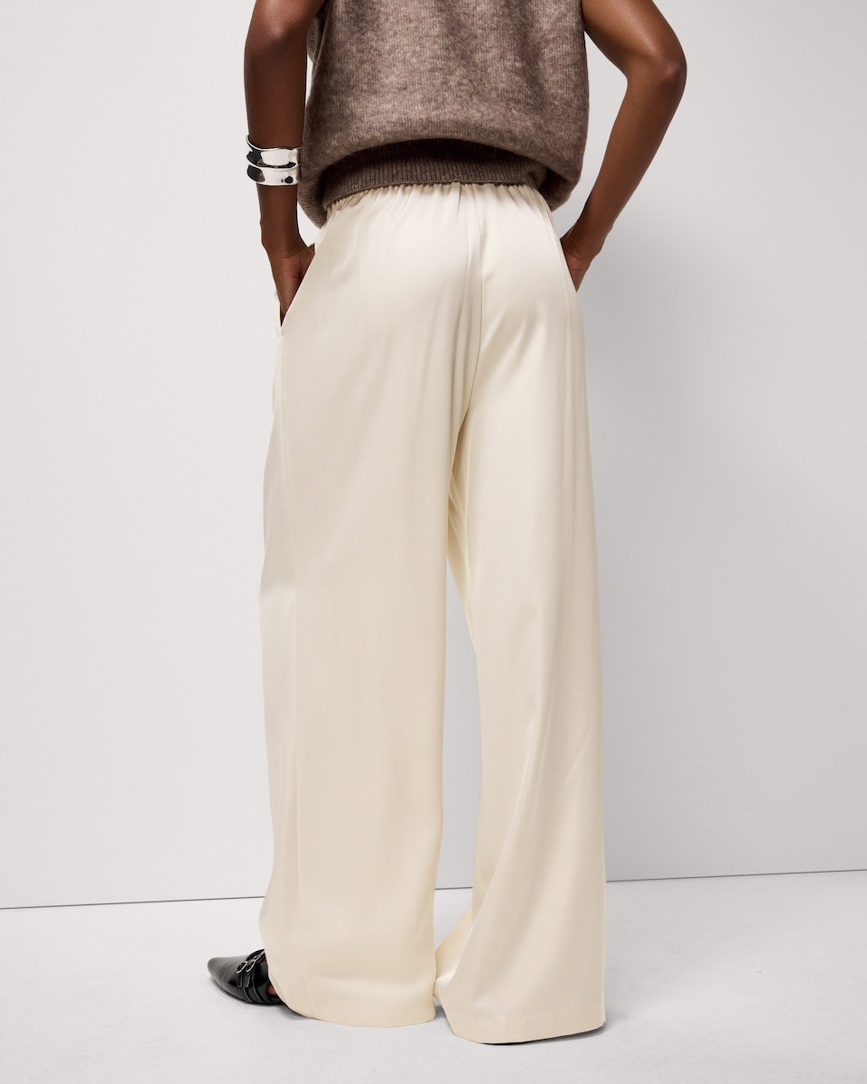 image 1 of F&F Satin Wide Leg Trousers in Stone