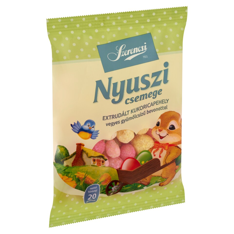 Szerencsi Nyuszi Csemege Extruded Cornflakes with Mixed Fruit Flavoured Coating 20 g