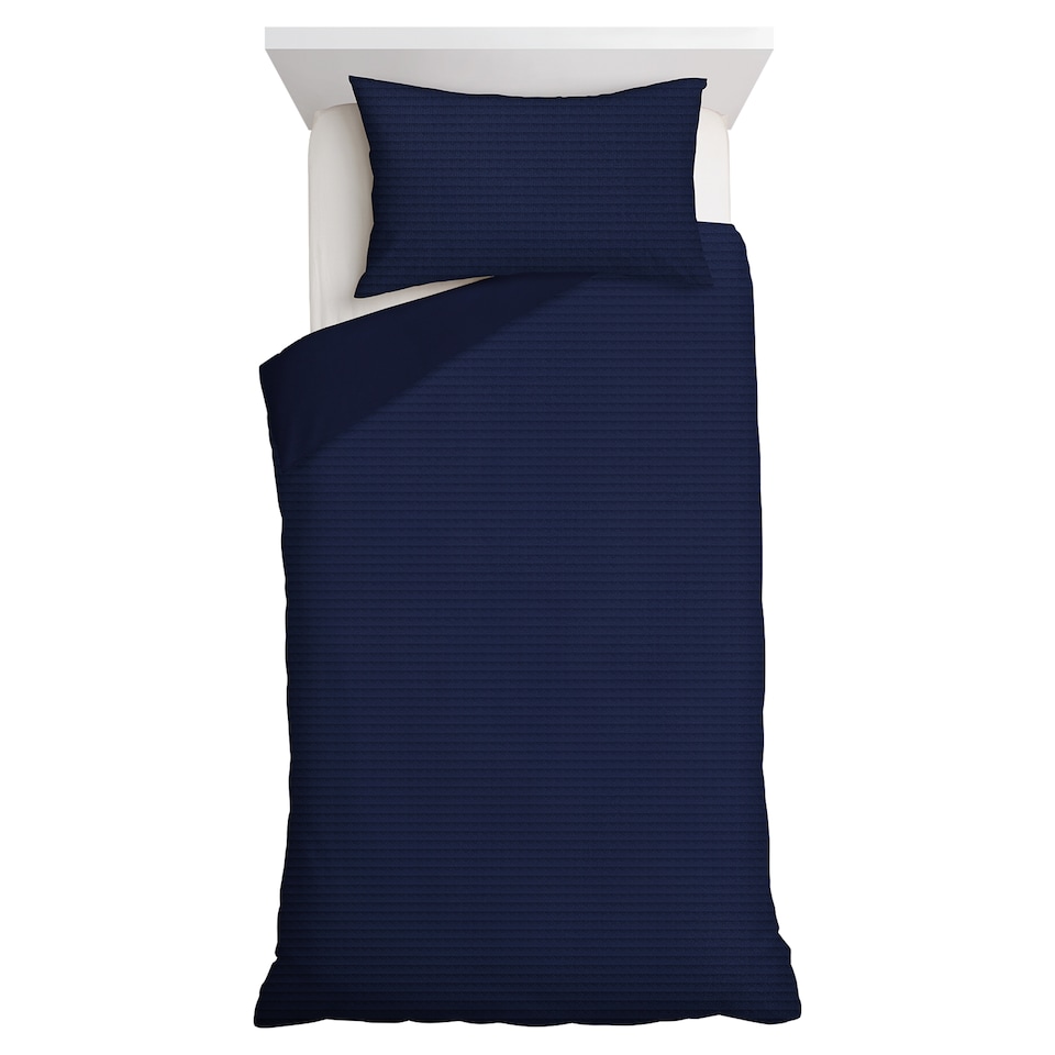 F&F Home Bedding Navy Waffle Duvet Set Single