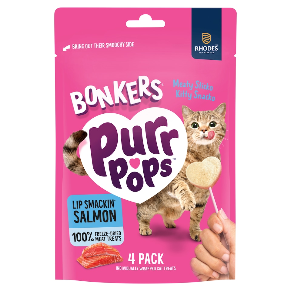 image 1 of Bonkers Purr Pops Freeze-Dried Cat Treats - Lip Smackin' Salmon 4 Pack 5.6g