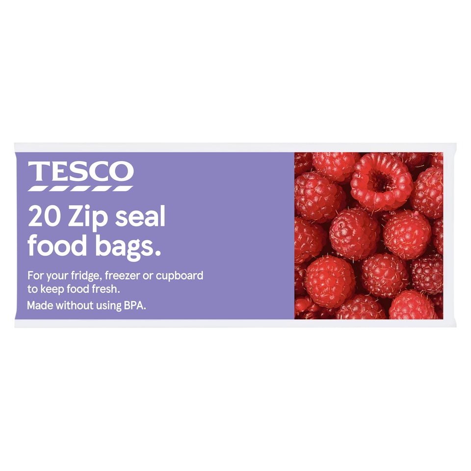 Tesco Zip Seal Food & Freezer Bags Medium 20S