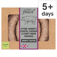Tesco Finest 4 Pork, Coastal Cheddar & Confit Onion Sausages 440g