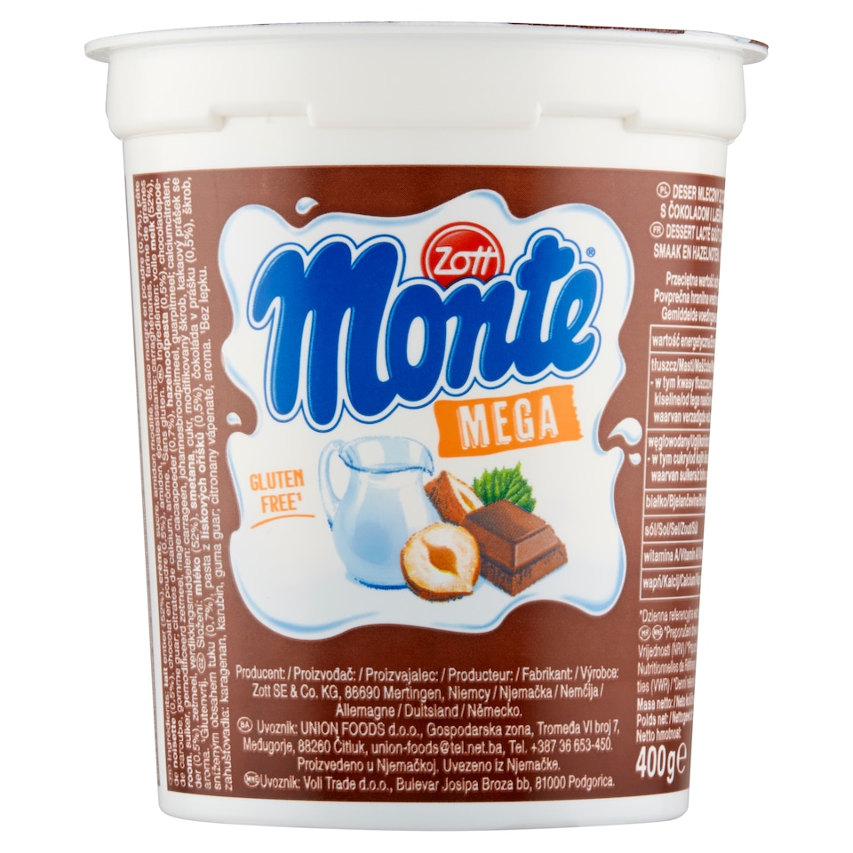 image 1 of Zott Monte Mega Chocolate Milk Dessert with Hazelnuts 400g