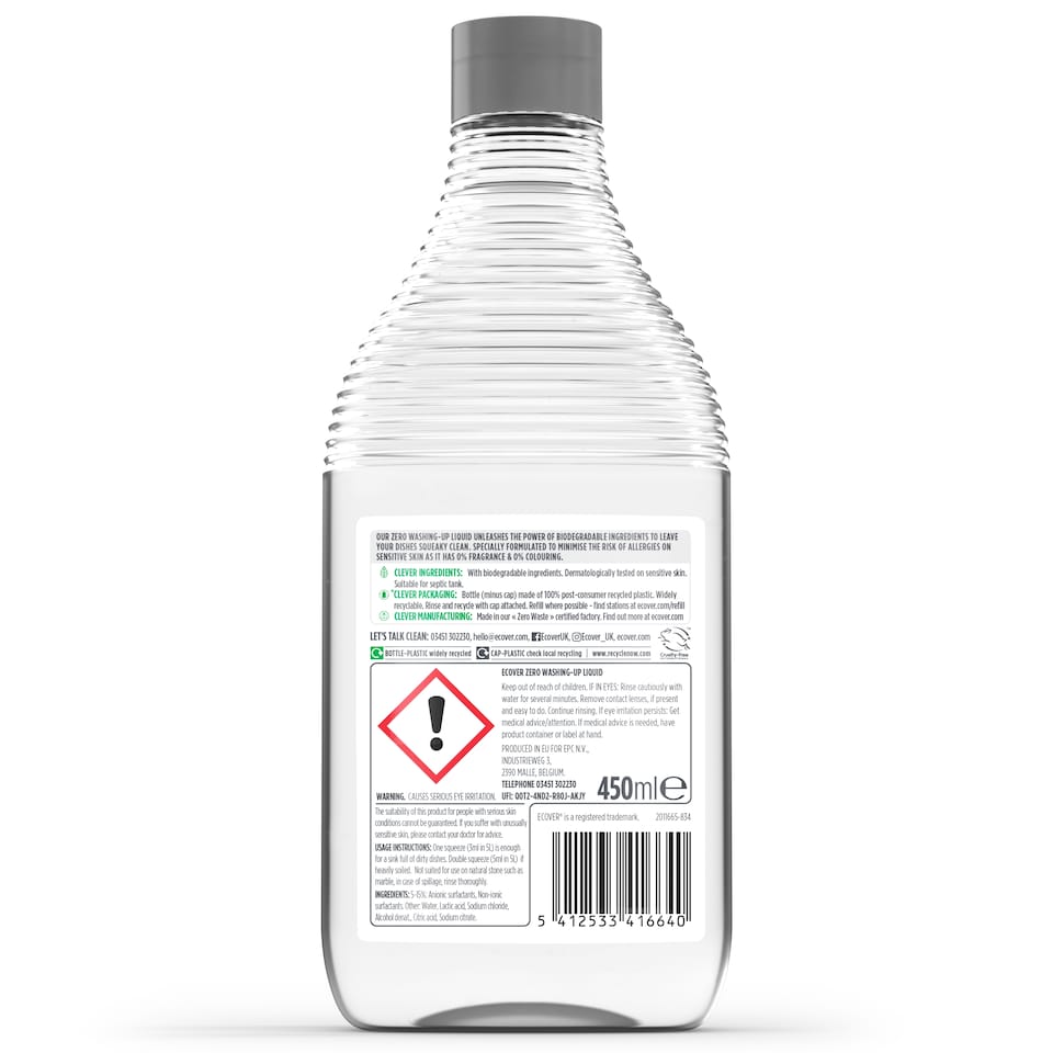 image 1 of Ecover Zero Washing Up Liquid 450Ml
