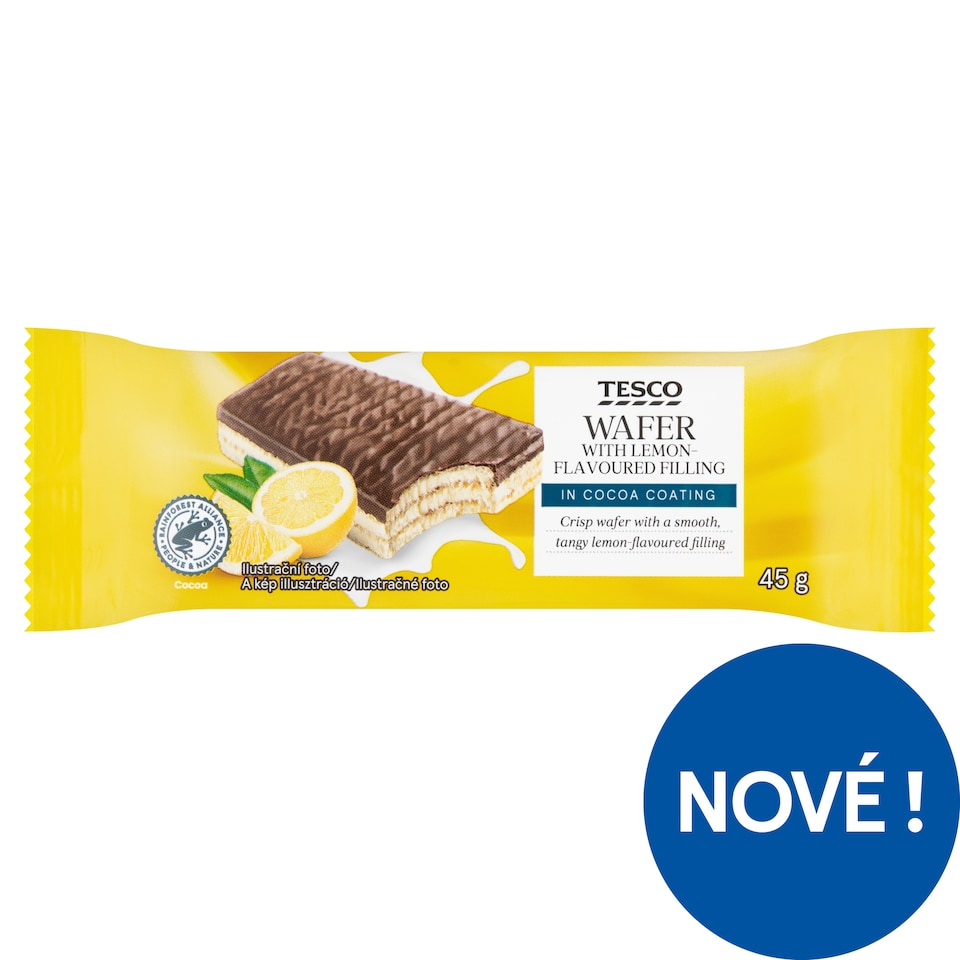 Tesco Wafer with Lemon-Flavoured Filling in Cocoa Coating 45g