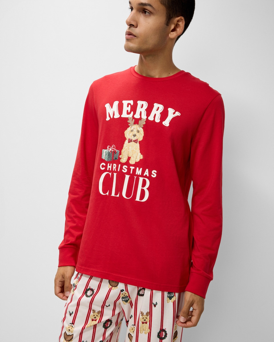 image 1 of Christmas Pure Cotton Christmas Pup Family Matching Pyjama Set in Multi Red