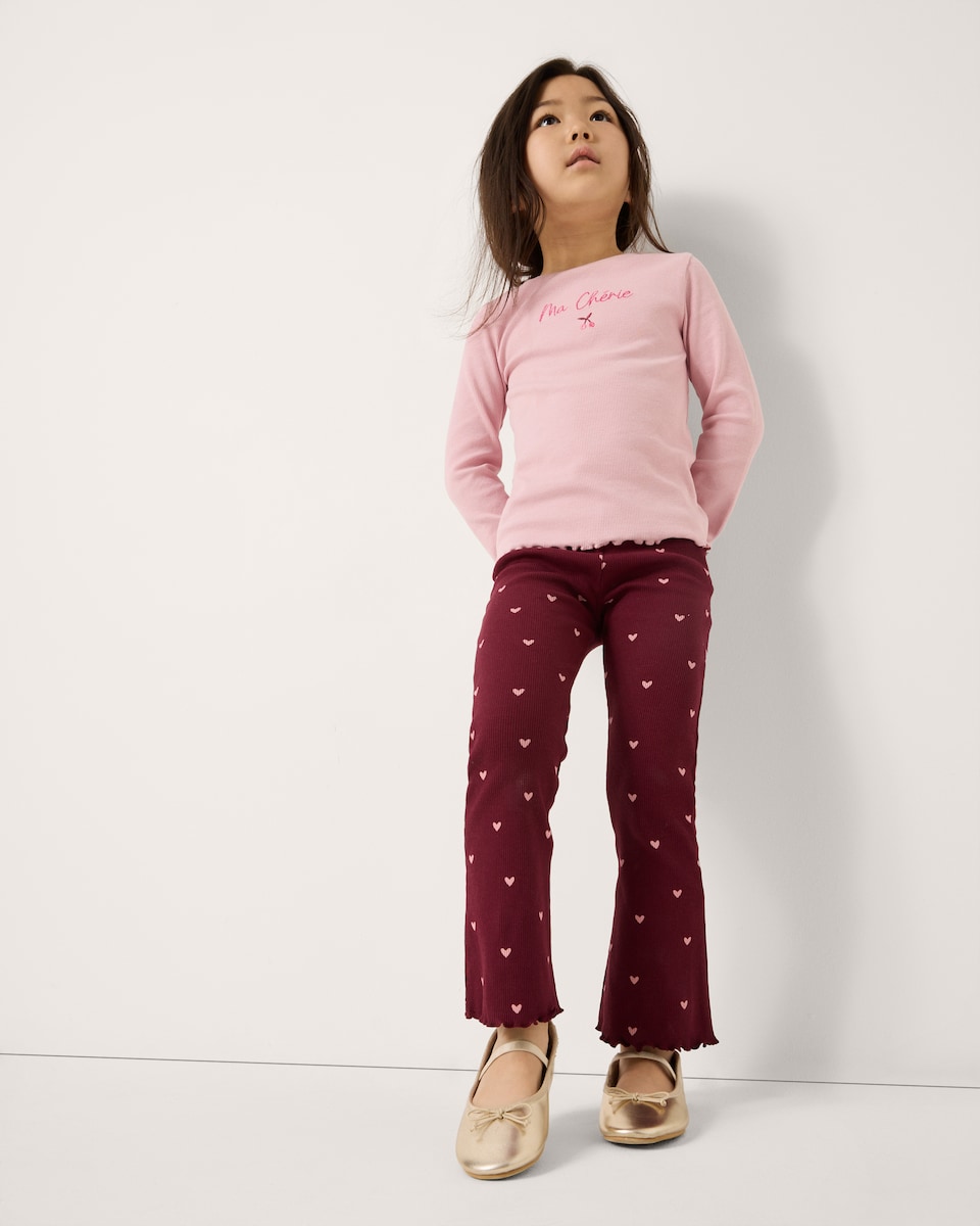 image 1 of F&F Girls 5-Pack Cotton Rich Flared Leggings in Multi Pink