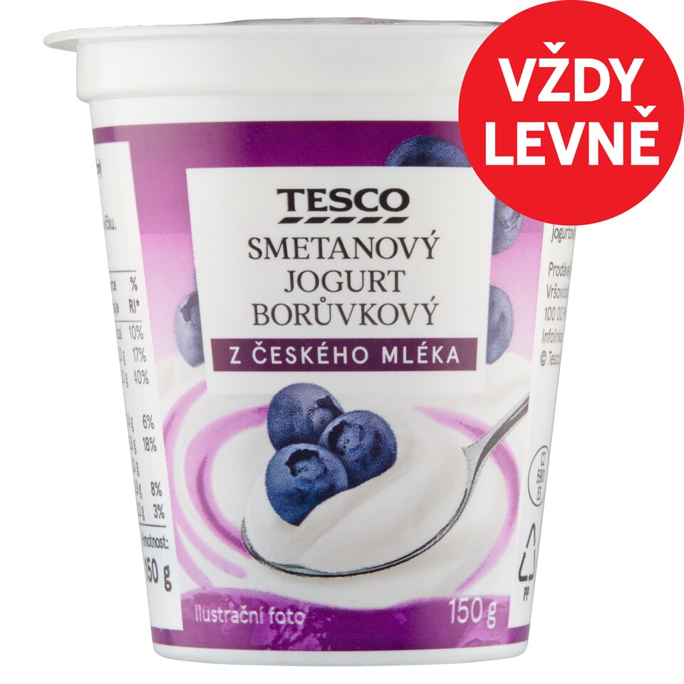 Tesco Smetanový jogurt borůvkový 150g