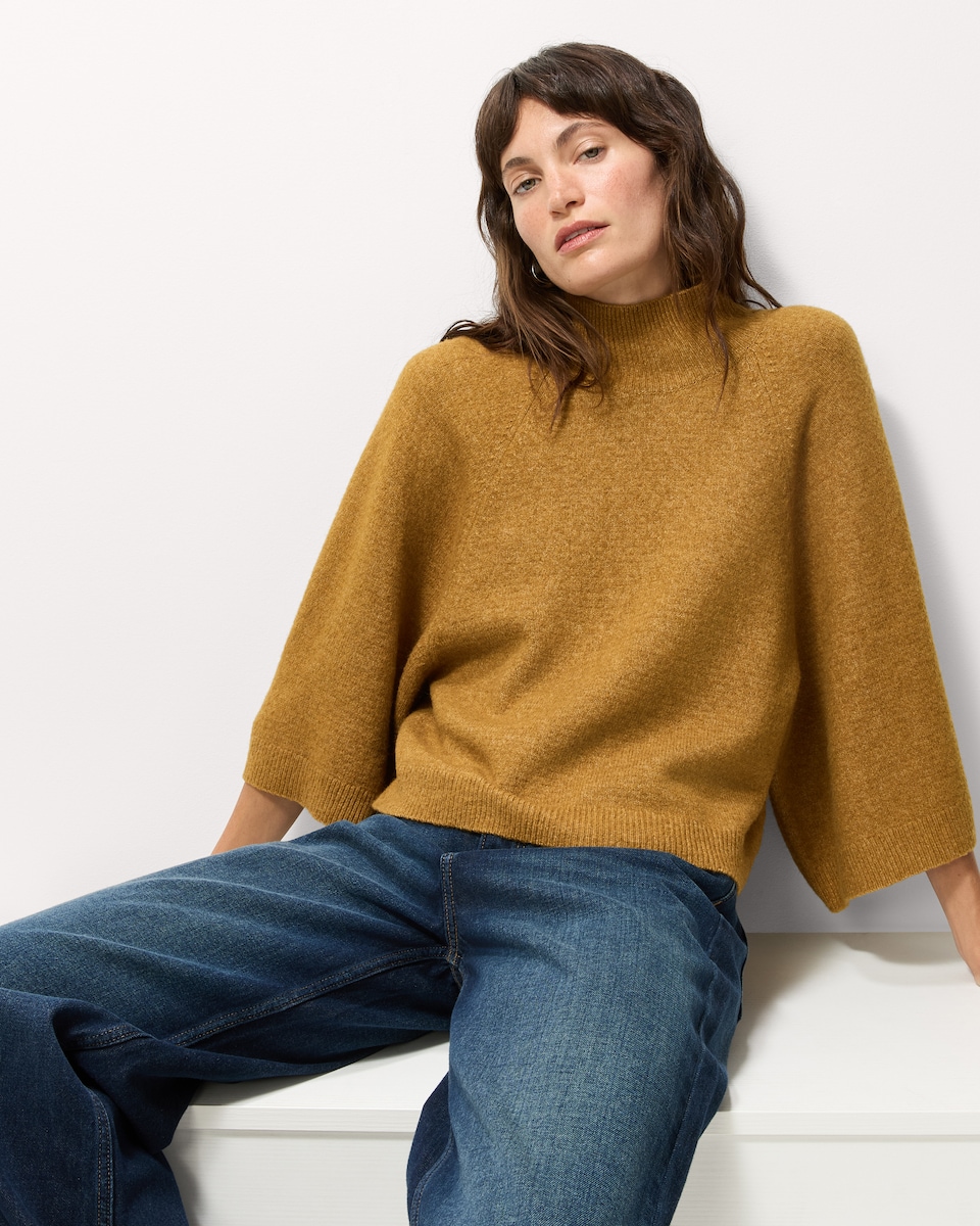 image 1 of F&F Turtle Neck Wide Sleeve Jumper in Amber
