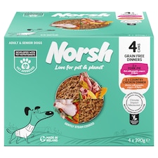 Norsh Grain Free Pork pie & Chicken Dinner Dog Food 4x390g