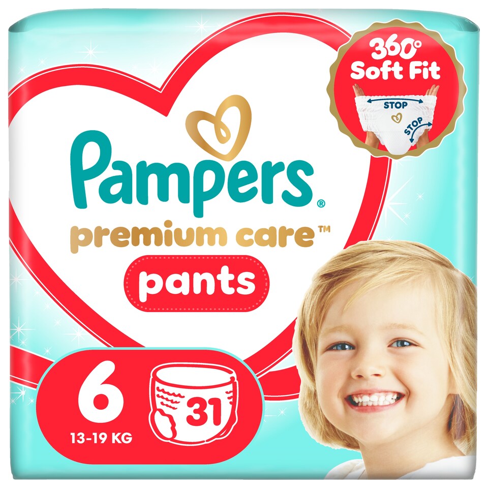 obrázok 1 z Pampers Premium Care Plienkové Nohavičky Veľkosť 6, 31 Plienok, 13kg-19kg