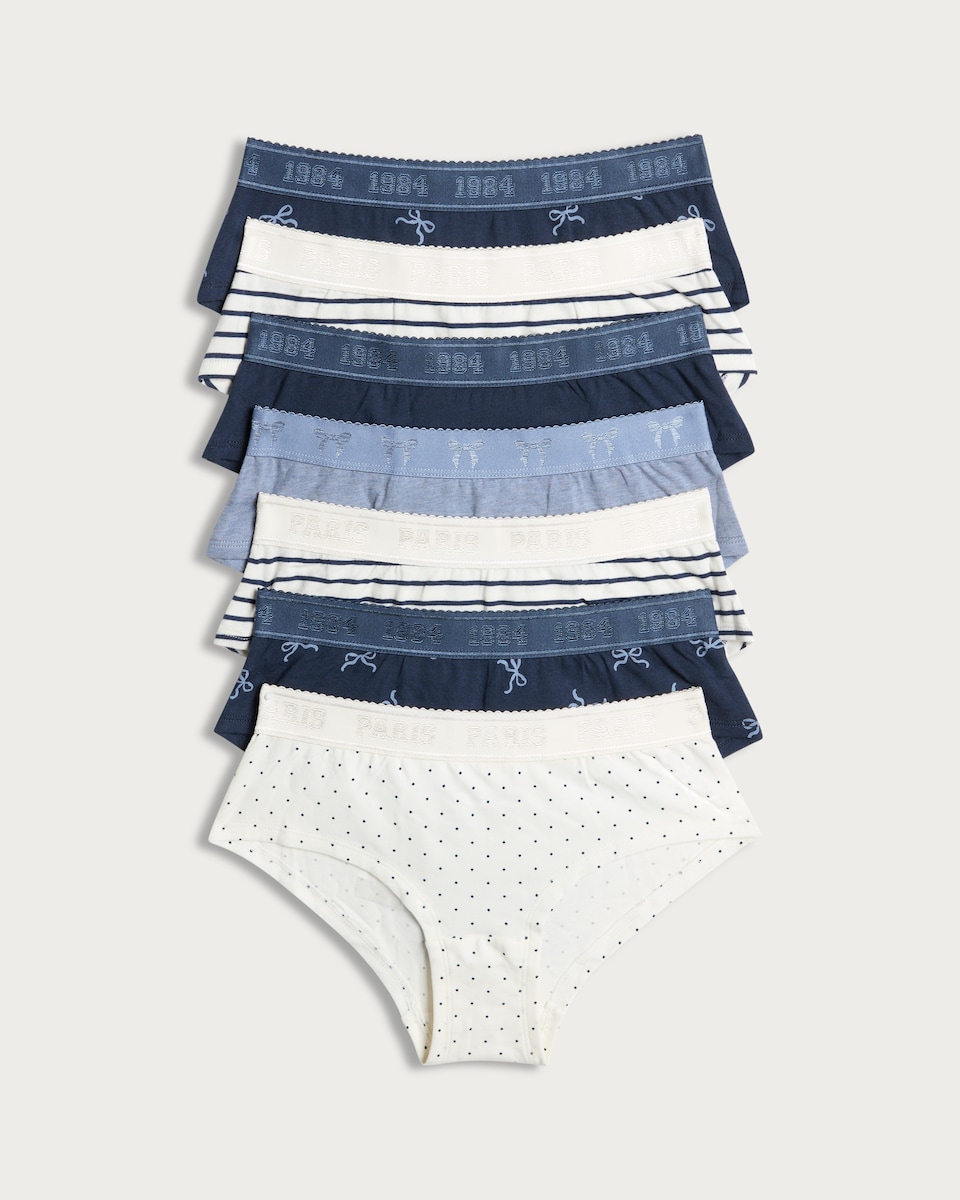 F&F Girls 7-Pack Cotton Rich Printed Shorts in Multi
